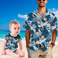 Custom Face Hawaiian Shirt & Baby Onesie Set: Personalized Tropical Matching Outfit, Father's Day Gift