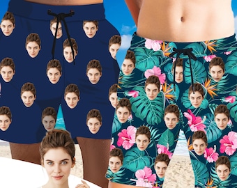 Custom Face Beach Shorts: Personalized Swim Trunks, Bachelor Party Gift