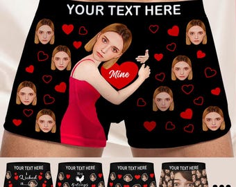 100% Cotton Custom Face Boxer Briefs, Personalized Photo Underwear, Valentine's Day Gift