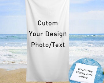 Personalized Beach Towel: Custom Photo/Text, Vacation Gift, Your Design Beach Towel