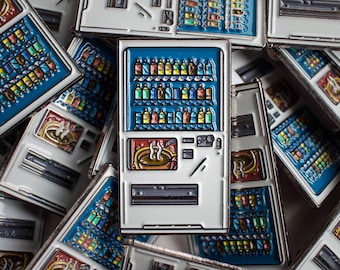 Japanese Vending Machine Soft Enamel Pin - White/Red/Blue/Pink