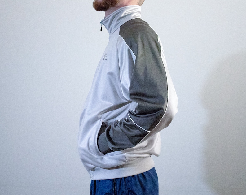 Vintage 90s Kappa Light Gray Zip Up Track Jacket