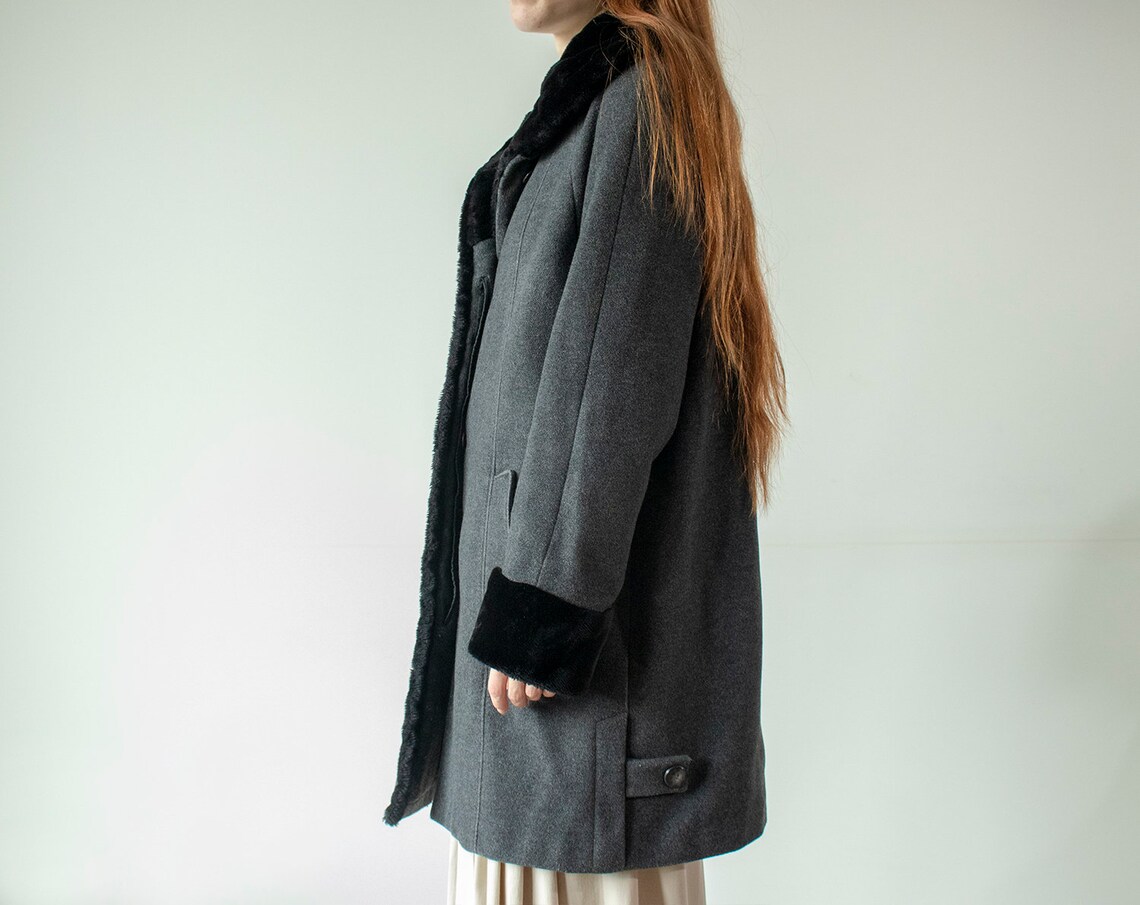 Vintage 90s Kohler & Krenzer Gray Wool Coat / Vintage Fashion Etsy