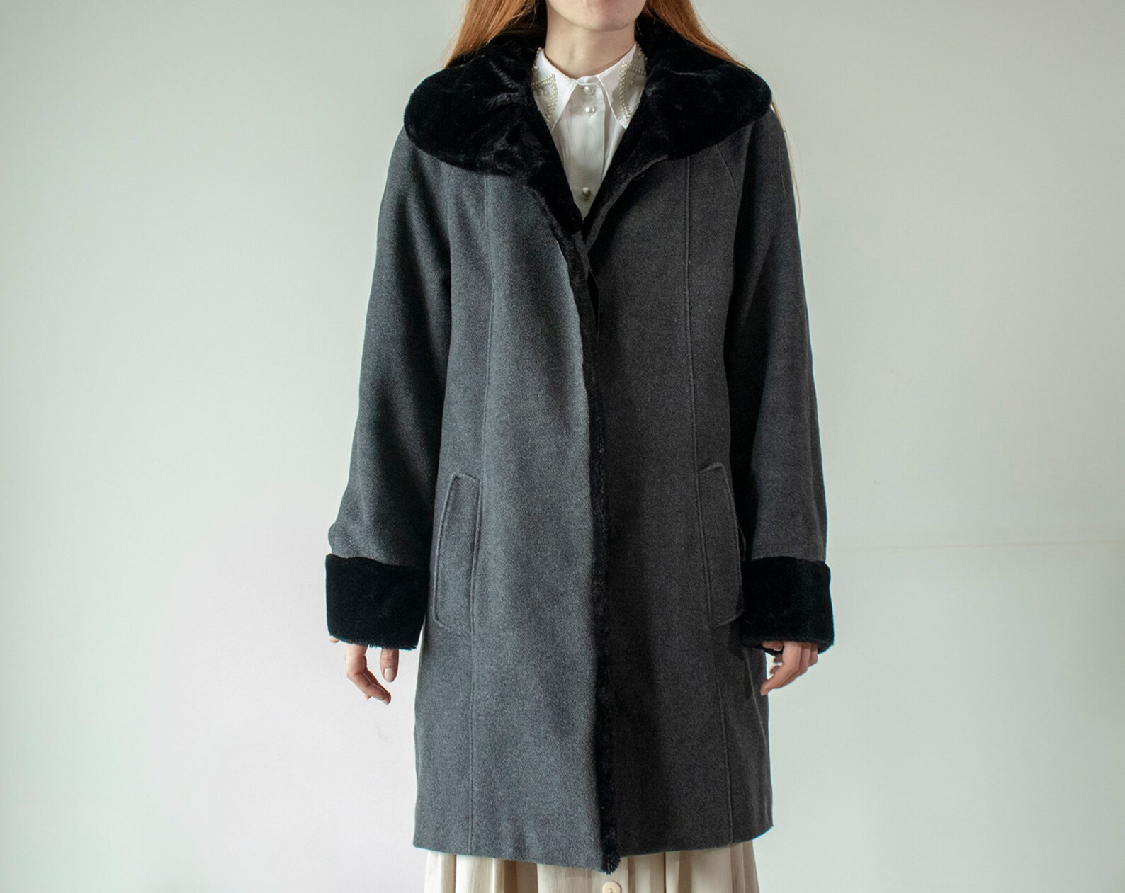 Vintage 90s Kohler & Krenzer Gray Wool Coat / Vintage Fashion Etsy