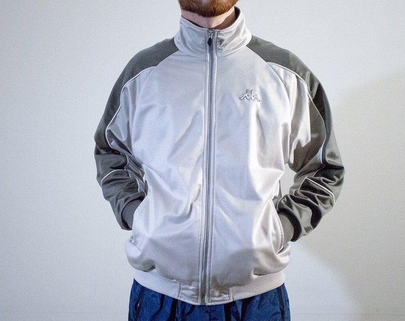 Vintage 90s Kappa Light Gray Zip Up Track Jacket