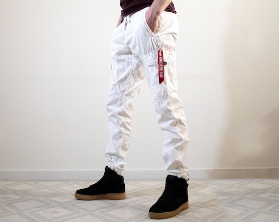 Vintage 90s Alpha Industries White Pants / Sports