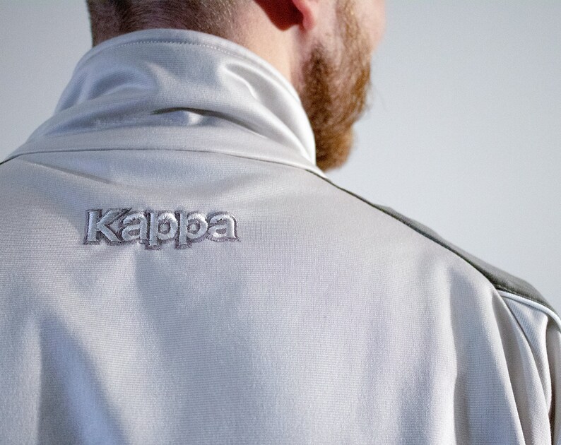 Vintage 90s Kappa Light Gray Zip Up Track Jacket