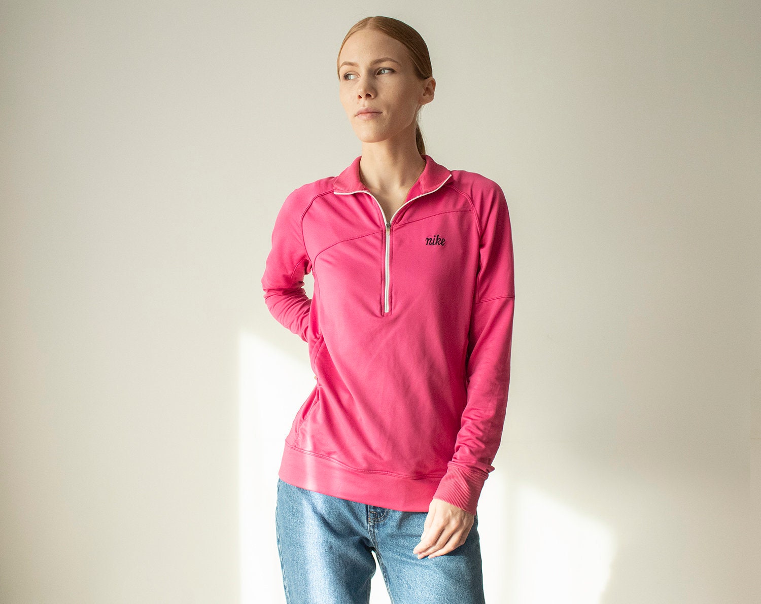 hot pink half zip