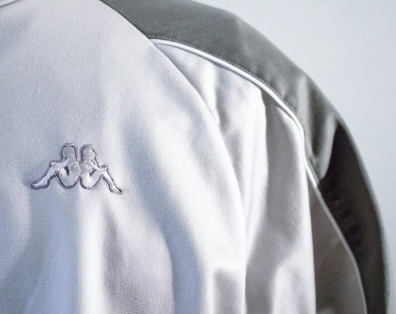 Vintage 90s Kappa Light Gray Zip Up Track Jacket