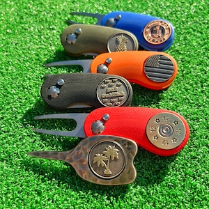 Magnetic Golf Divot Repair Tool + Golf Ball Marker - All Metal and Durable