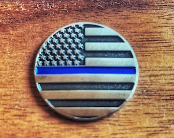 Thin Blue Line Golf Ball Marker - Custom Golf, Groomsman Gift, Golf Gift