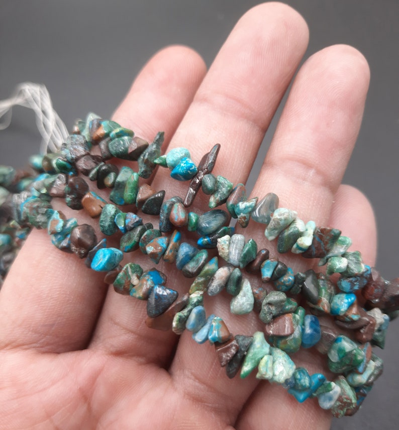 34 Natural Chrysocolla Smooth Nugget Uncut Chips Gemstone Beads AAA Quality Raw Rough Beads Jewelry Making Crafts