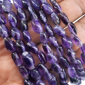 13&quot; Strand African Amethyst Smooth Nugget Shape Gemstone Beads Natural Amethyst Plain Tumble Loose Beads Jewelry Making Crafts