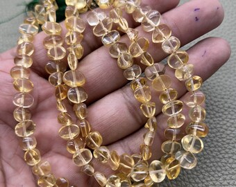 Natural Citrine Quartz Beads: 8" Smooth Oval Shape Beasds T Drilled Stone Loose Handmade Gemstone