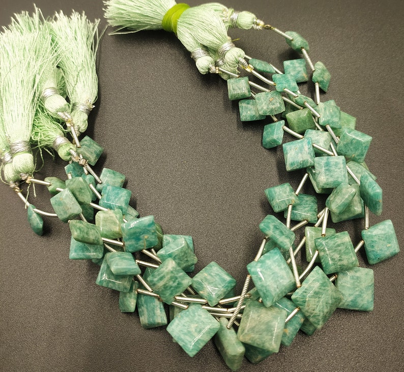 Amazonite Faceted Cushion Square Beads 8mm 11mm 8 Strand fancy shape