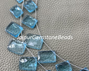 Faceted Blue Topaz Rectangle Beads: Gemstone Briolette Strand
