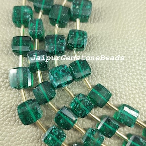 Emerald Beads 8&quot; Strand Emerald Nugget Shape Emerald Faceted Beads Emerald Gemstone Jewelry Emerald Necklace Beads Emerald Tumble Beads