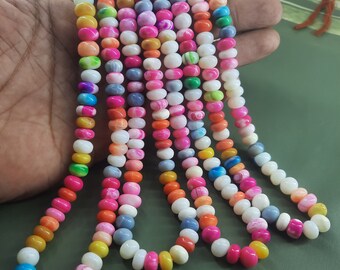 Disco Opal Beads: 8&quot; Strand Smooth Rondelle Gemstone Beads