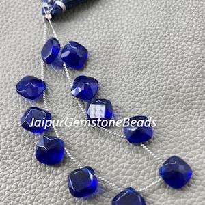 8&quot;Strand Blue Quartz Beads Blue Quartz Hydro Faceted Cushion Shape Beads Blue Quartz Necklace Beads Blue Quartz Gemstone Beads Jewelry Craft
