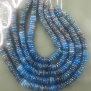 Smooth Neon Apatite Beads Natural Neon Apatite Beads Apatite Plain Heishi Tyre Shape Gemstone 8&quot; Strand Apatite For Jewelry Making Crafts