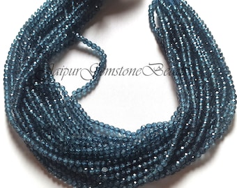 Cuentas de topacio azul de Londres: Hilo de cuentas rondel microfacetadas de 33 cm (13"), para la elaboración de joyas hechas a mano.