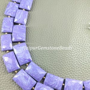 Purple Charoite Gemstone Beads: Faceted Rectangle Briolette, 8" Strand