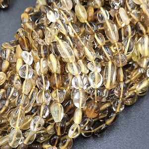 13&quot; Natural Bio Lemon Quartz Nugget Shape Gemstone Beads Plain Tumble Handmade Beads Lemon Pebble Beads