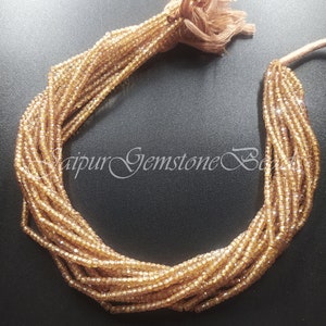 Champagner Zirkon Edelstein-Perlen: 3 mm facettierter Rondell-Strang