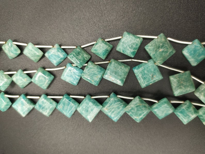 Amazonite Faceted Cushion Square Beads 8mm 11mm 8 Strand fancy shape