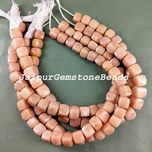 8&quot; Strand Natural Peach Moonstone 3D Cube Box Shape Moonstone Faceted Box Gemstone Beads Moonstone Jewelry Making Beads Moonstone Briolette