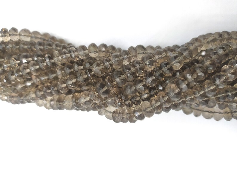 6 mm Brown Smoky Quartz Machine Cut Beads 16 Strand Natural Smoky Quartz Micro Cut Faceted Rondelle Gemstone Bead AAA Quality Jewelry Craft