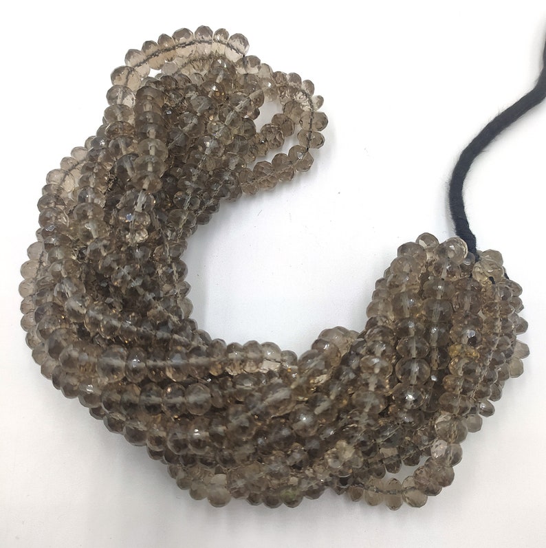 6 mm Brown Smoky Quartz Machine Cut Beads 16 Strand Natural Smoky Quartz Micro Cut Faceted Rondelle Gemstone Bead AAA Quality Jewelry Craft
