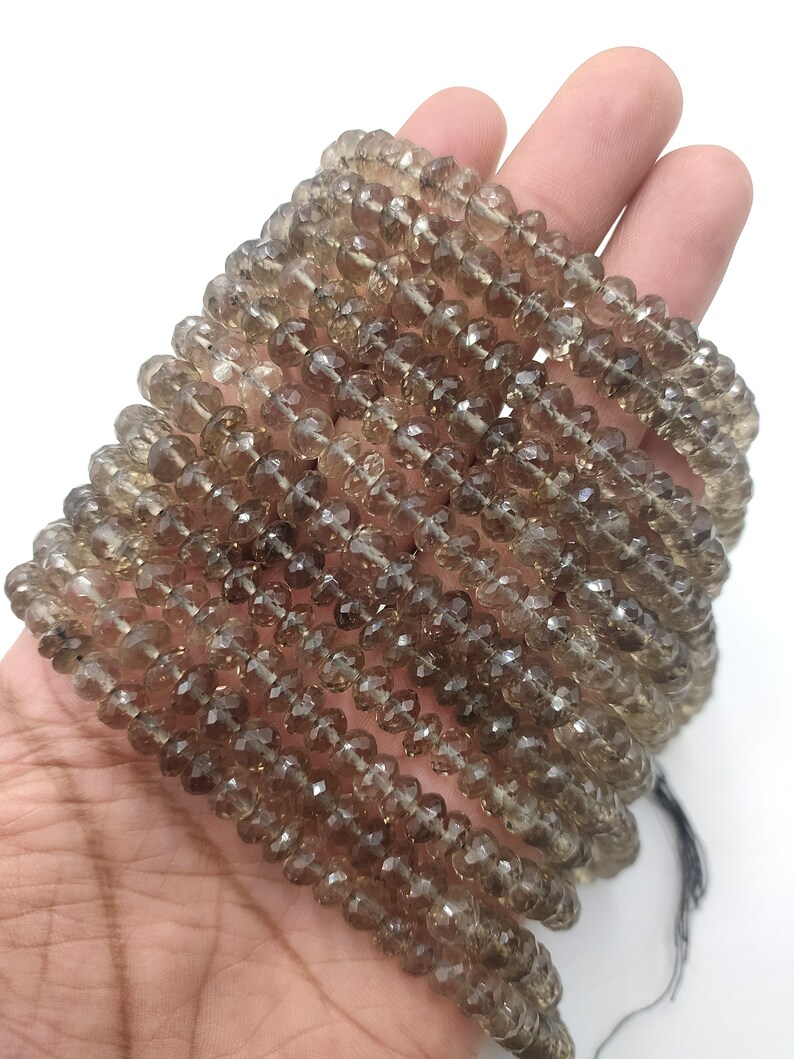 6 mm Brown Smoky Quartz Machine Cut Beads 16 Strand Natural Smoky Quartz Micro Cut Faceted Rondelle Gemstone Bead AAA Quality Jewelry Craft