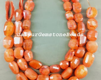 Orange Carnelian Gemstone Beads: Faceted Nugget Strand, 8"