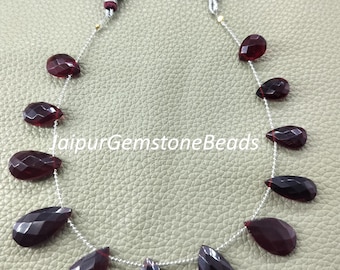 Rote Onyx Perlen: Facettierter Edelstein Strang, 20cm