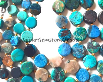 Tibetan Turquoise Heishi Beads: Natural Gemstone Tyre Shape, 8 Inch Strand