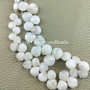 Faceted Heart Rainbow Moonstone Beads: Side-Drilled Gemstone Briolette