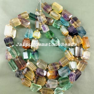 8 Inch Strand Natural Disco Fluorite Faceted Nuggets Shape Beads Multi Fluorite Tumble Gemstone Fluorite Jewelry Making Fluorite Crafts