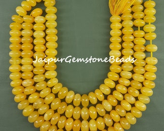 Yellow Quartz Rondelle Beads: 8mm Gemstone Strand