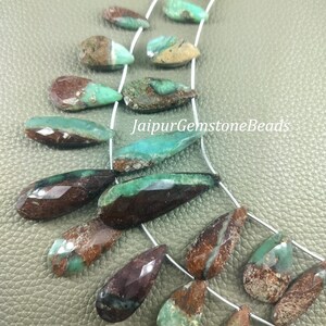 Natural Green Chrysoprase Beads Faceted Briolette Beads Teardrop Shape Beads Side-Drilled, Chrysoprase Gemstone Beads Jewelry Making Crafts
