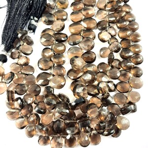 Faceted Smoky Quartz Pear Gemstone Beads: Jewelry Making Supplies