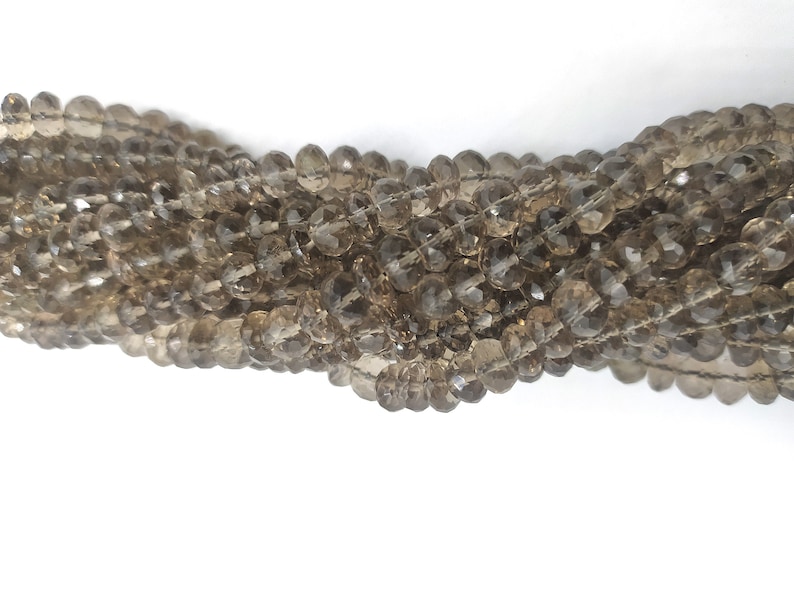 6 mm Brown Smoky Quartz Machine Cut Beads 16 Strand Natural Smoky Quartz Micro Cut Faceted Rondelle Gemstone Bead AAA Quality Jewelry Craft