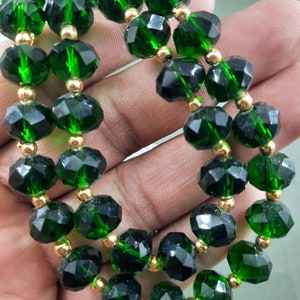 8&quot; Strand Hydro Green Quartz Faceted Rondelle Shape Gemstone Beads Loose Handmade Beads Jewelry Making Crafts