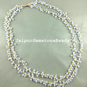 16 &quot;Blaue Chalcedon Rosenkranz Halskette: Facettierte Rondelle Perlen