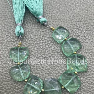 Faceted Green Fluorite  Beads: D-Shape Gemstone Jewelry Making