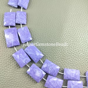 Cuentas de piedras preciosas de charoíta púrpura AAA: hebra rectangular facetada de 20 cm (8 pulgadas)