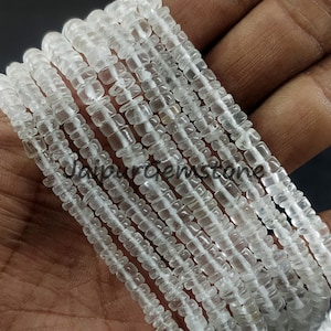 8&quot; Strand Clear Quartz Smooth Heishi Tyre Shape Gemstone Beads Natural Crystal Quartz Tyre Shape Loose Handmade Beads Jewelry Making Crafts