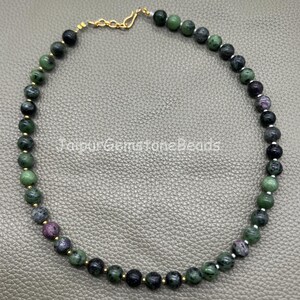 16" Strand Natural Ruby Zoisite Necklace Beads Smooth Round Shape Gemstone