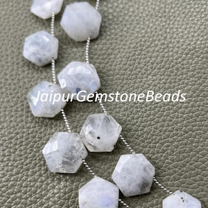 Faceted Rainbow Moonstone Star Beads: Handmade Jewelry Making, 8&quot; Strand