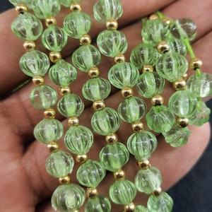 Grün Prehnit geschnitzte Melon Perlen: AAA Edelstein Schmuck machen